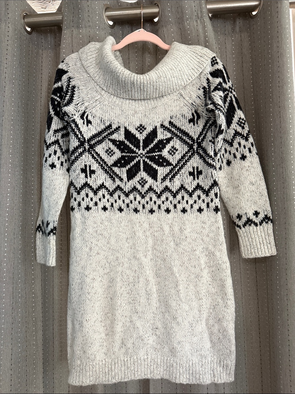 Abercrombie & Fitch Gray and Black Nordic Cowl Neck Sweater Dress